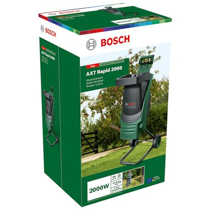 Bosch AXT Rapid 2000 Häcksler (zum leistungsstarken Häckseln von Gartenabfällen; kraftvoller 2000-W-Motor)