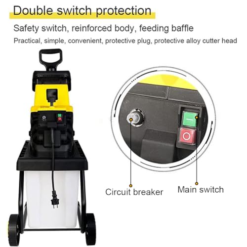 Elektrischer Gartenhäcksler 2500 W, tragbarer Laub- und Holzhacker mit Rädern, Auffangbox und wendbaren Stahlklingen für Hofreinigung und