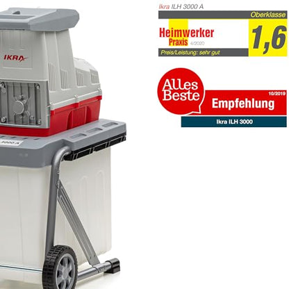 IKRA 81002880 Elektro Gartenhäcksler Walzenhäcksler ILH 3000 A & Akku Heckenschere IAHS 20-1 inkl. Akku 20V & Akku-Ladestation, Schnittlänge 54cm