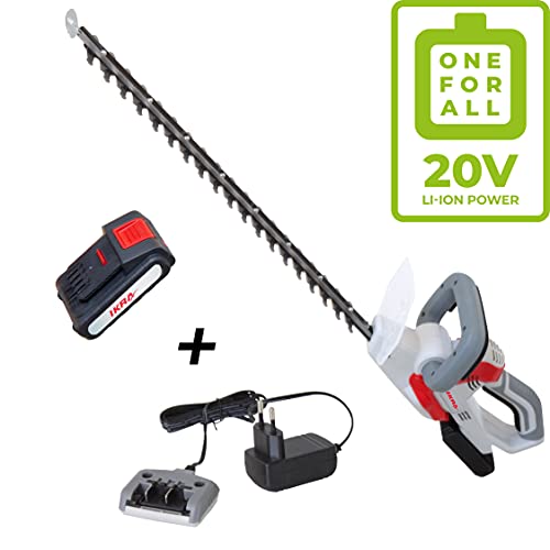 IKRA 81002880 Elektro Gartenhäcksler Walzenhäcksler ILH 3000 A & Akku Heckenschere IAHS 20-1 inkl. Akku 20V & Akku-Ladestation, Schnittlänge 54cm