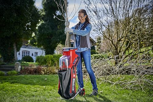 Einhell Akku-Messerhäcksler REDAXXO 36/25 Power X-Change (36 V, max. 25 mm Aststärke, 3 Wendemesser aus Stahl, 55 L Fangsack, Transportgriff, Stopfer)