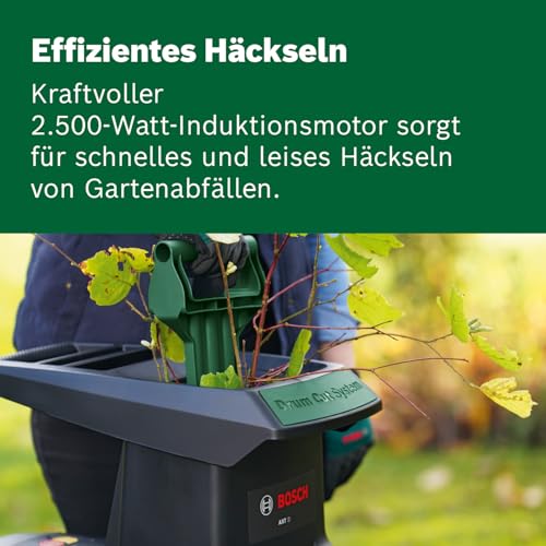 Bosch Leisehäcksler AXT 25 D (2.500 W; geeignet für Hartholz und Dornensträucher; integrierte Fangbox 53 l; in Karton)